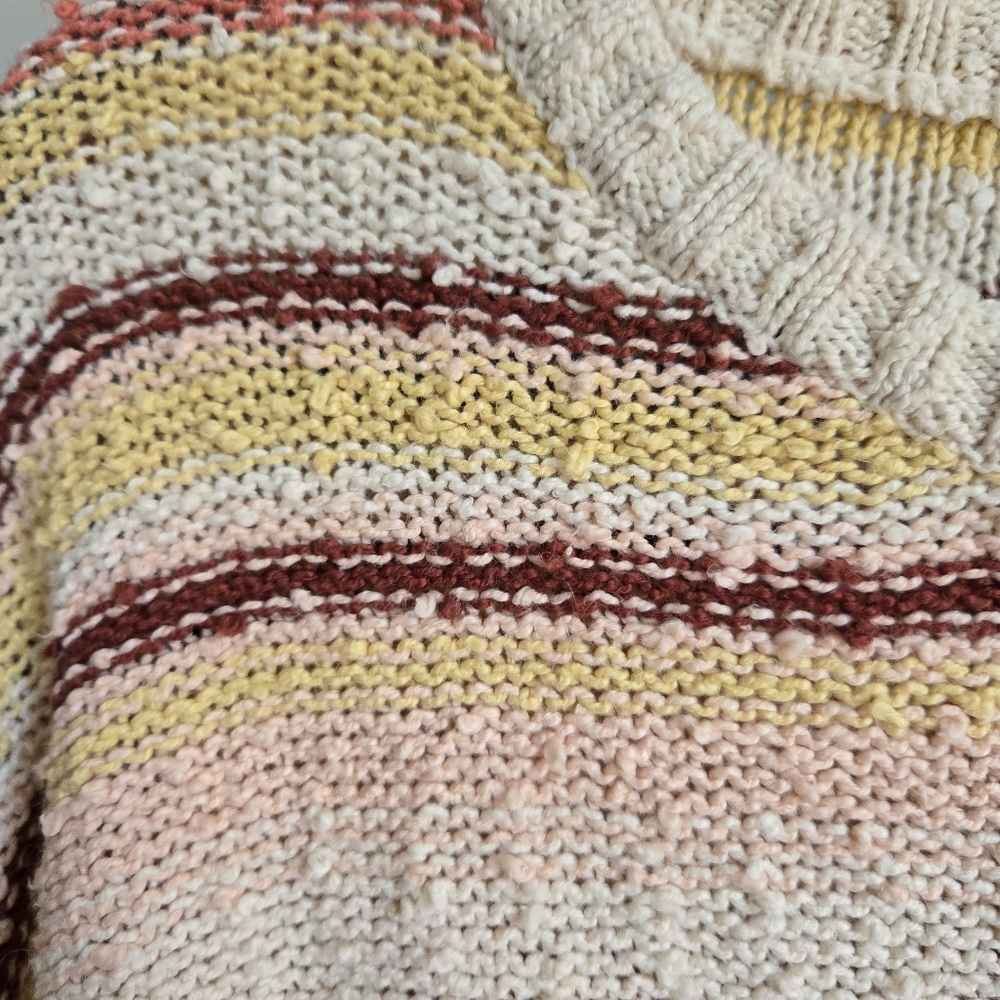 Billabong M Medium Easy Going Stripe Sweater Rose Oversized Drop Sleeve Yellow - Picture 4 of 11